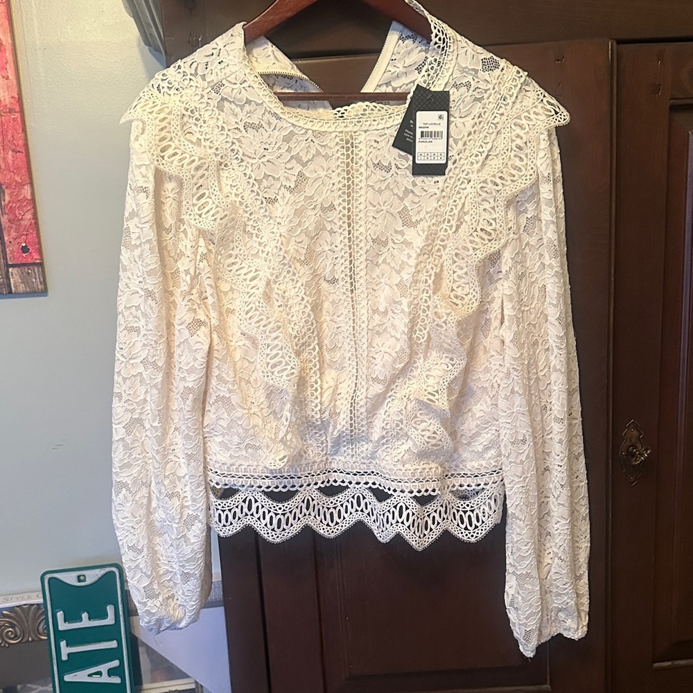 City Chic Cream Lace Blouse